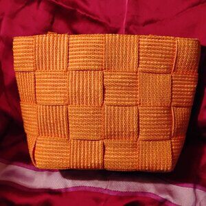 M&G BERTINI ITALY Peach Seat Belt Seatbelt Clutch Cosmetic Bag Purse